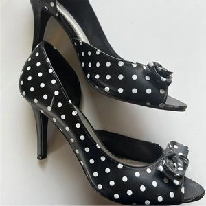 Fiona Polka Dot High Heels w/ Bows 9.5 (9 1/2)